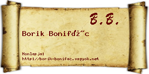 Borik Bonifác névjegykártya